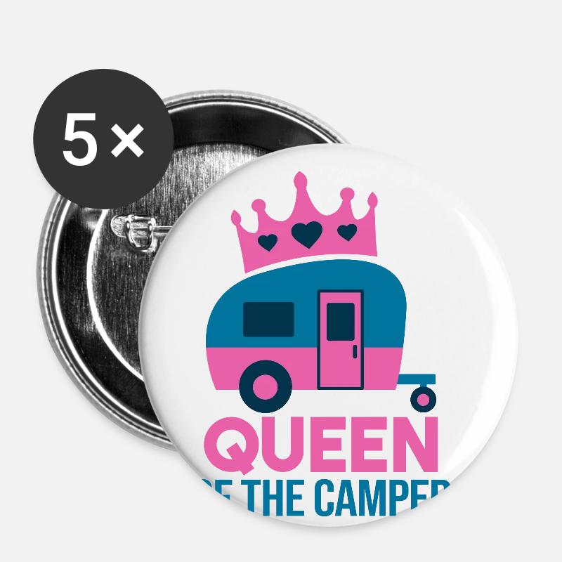QUEEN OF THE CAMPER - Buttons small 1''/25 mm (5-pack) - white