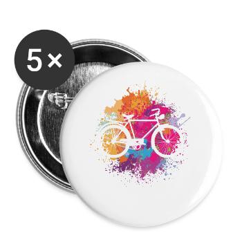 Vintage Fahrrad mit Farbklecksen - Buttons klein 25 mm (5er Pack) - Weiß - Vorne