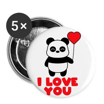 I LOVE YOU PANDA - Buttons small 1''/25 mm (5-pack) - white - Front