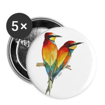 Bienenfresser Vögel Paradiesvogel - Buttons klein 25 mm (5er Pack) - Weiß - Vorne
