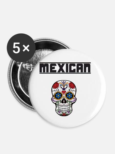 Mexican - Buttons klein 25 mm (5er Pack) - Weiß