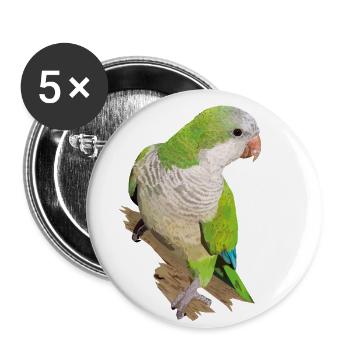 Perruche argentine - Lot de 5 petits badges (25 mm) - blanc - Devant