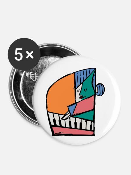Pianist - Buttons klein 25 mm (5er Pack) - Weiß