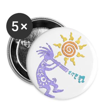 Native American Kokopelli Musican With Flute 1 - Buttons small 1''/25 mm (5-pack) - white - Front