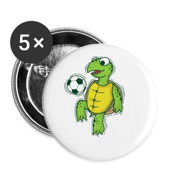 La tortue joue et aime le football - Lot de 5 petits badges (25 mm) - blanc - Devant