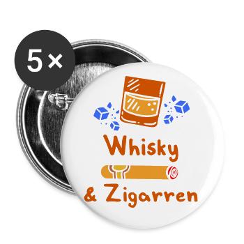 Whisky et cigares Whisky Glaçons Cigare - Lot de 5 petits badges (25 mm) - blanc - Devant