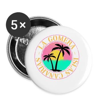 La Gomera Sommer Sonne Strand Meer Palmen - Buttons klein 25 mm (5er Pack) - Weiß - Vorne