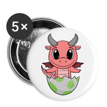 Baby Birth Egg Dragon Birth - Buttons small 1''/25 mm (5-pack) - white - Front