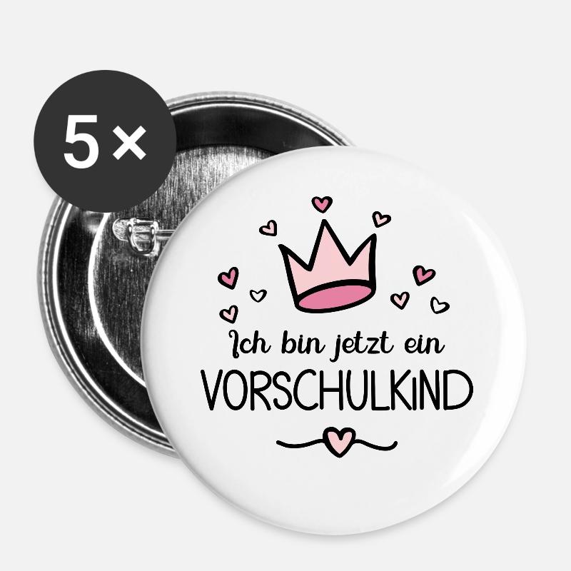 Vorschulkind Verabschieden Kindergarten Vorschule - Buttons klein 25 mm (5er Pack) - Weiß