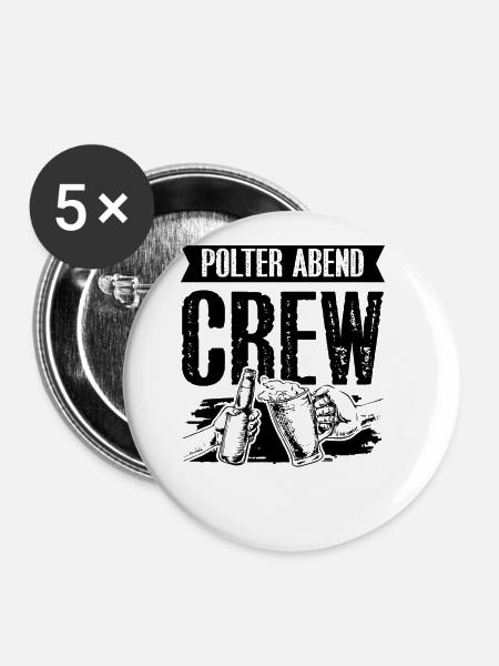 Polter Abend Crew - Buttons klein 25 mm (5er Pack) - Weiß