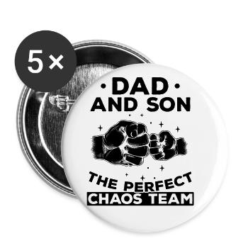 Papa et Fils L’équipe du Chaos Parfait Bébé - Lot de 5 petits badges (25 mm) - blanc - Devant