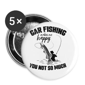 Gar Fishing me rend heureux que tu ne sois pas tellement - Lot de 5 petits badges (25 mm) - blanc - Devant