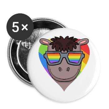 LGBT Animal Horse Arc-en-ciel - Lot de 5 petits badges (25 mm) - blanc - Devant