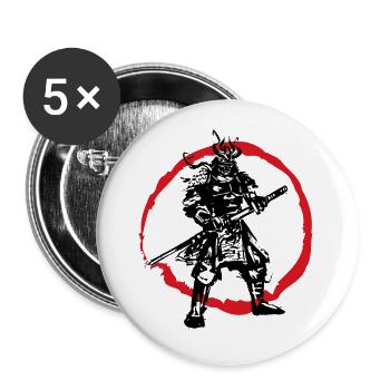 Samurai Japanese Warrior Blood Moon Design - Buttons small 1''/25 mm (5-pack) - white - Front
