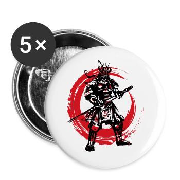 Samurai Japanese Warrior Blood Moon Design - Buttons small 1''/25 mm (5-pack) - white - Front