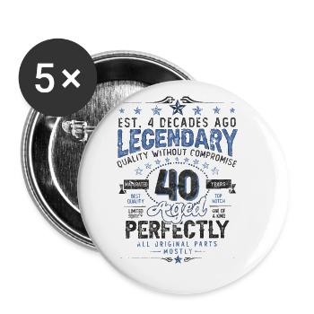 Vintage Legendary - Aged perfectly 40th birthday - Buttons small 1''/25 mm (5-pack) - white - Front