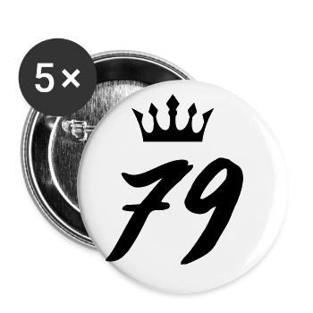 79 Zahl Krone - Buttons klein 25 mm (5er Pack) - Weiß - Vorne