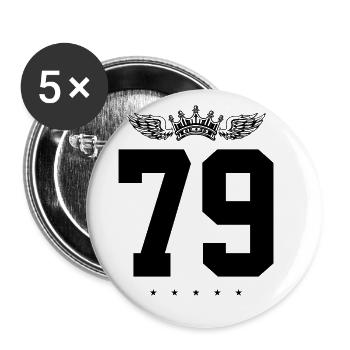 79 Zahl Krone - Buttons klein 25 mm (5er Pack) - Weiß - Vorne