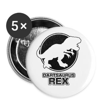 Dartsaurus Rex Darts spielen Dino Dartspieler - Buttons klein 25 mm (5er Pack) - Weiß - Vorne