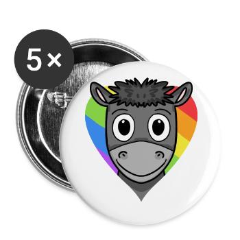 Esel Lgbt Regenbogen Farben - Buttons klein 25 mm (5er Pack) - Weiß - Vorne