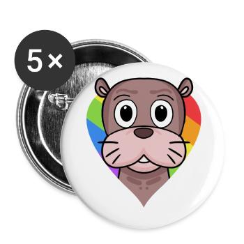 Seelöwe Lgbt Regenbogen Farben - Buttons klein 25 mm (5er Pack) - Weiß - Vorne