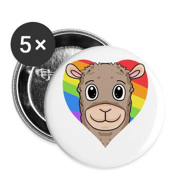 Lama Lgbt Regenbogen Farben - Buttons klein 25 mm (5er Pack) - Weiß - Vorne