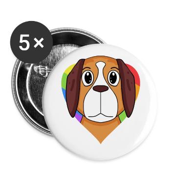St. Bernard Dog Rainbow Heart - Buttons small 1''/25 mm (5-pack) - white - Front
