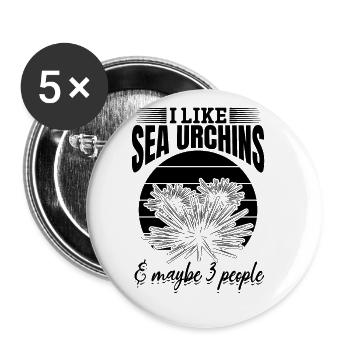 Ich mag Seeigel & vielleicht 3 Leute - Seeigel - Buttons klein 25 mm (5er Pack) - Weiß - Vorne