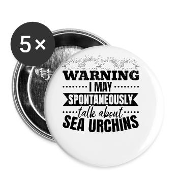 Warnung: Ich kann spontan über Seeigel sprechen - Buttons klein 25 mm (5er Pack) - Weiß - Vorne