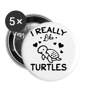Süße Schildkrötenliebhaber - Ich mag Schildkröten - Buttons klein 25 mm (5er Pack) - Weiß - Vorne