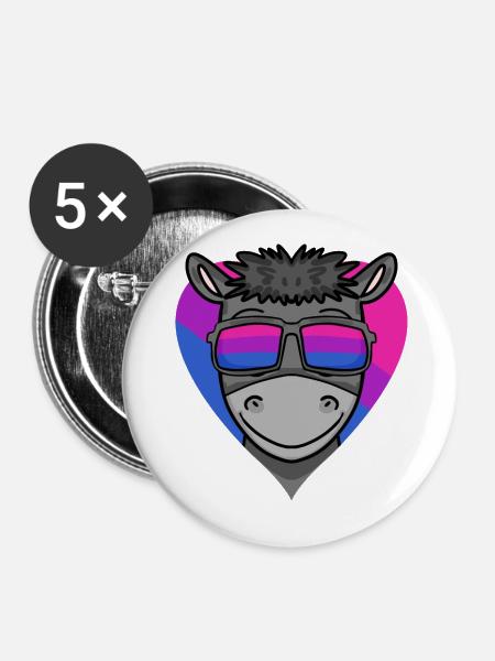 Bisexuell Esel Geschenk - Buttons klein 25 mm (5er Pack) - Weiß