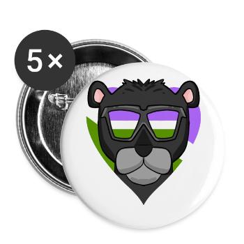Panthère noire Genderqueer - Lot de 5 petits badges (25 mm) - blanc - Devant
