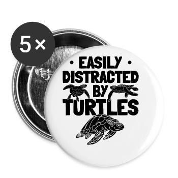 Cute turtles are easily stored by - Buttons small 1''/25 mm (5-pack) - white - Front