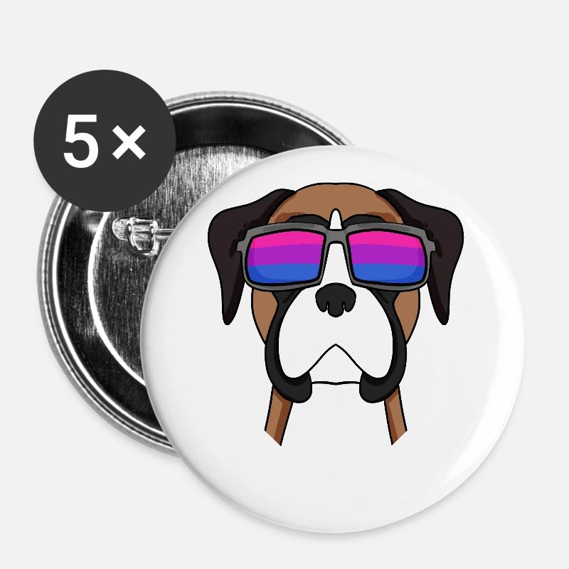 Bisexual German Boxer Dog Gift - Buttons small 1''/25 mm (5-pack) - white
