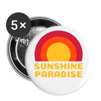Soleil paradisiaque (soleil, anneaux) - Lot de 5 petits badges (25 mm) - blanc - Devant