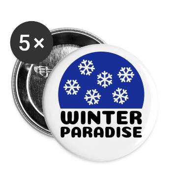 Winter paradise (Himmelsgewölbe, Schneeflocken) - Buttons klein 25 mm (5er Pack) - Weiß - Vorne