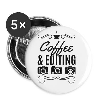 Fotografie Kaffee & Fotos bearbeiten - Buttons klein 25 mm (5er Pack) - Weiß - Vorne