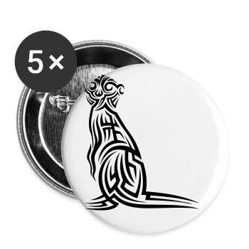 Erdmännchen Tribal Tattoo - Buttons klein 25 mm (5er Pack) - Weiß - Vorne