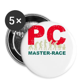 PC Master-race Funny Evolution Grafik für Gamer - Buttons klein 25 mm (5er Pack) - Weiß - Vorne