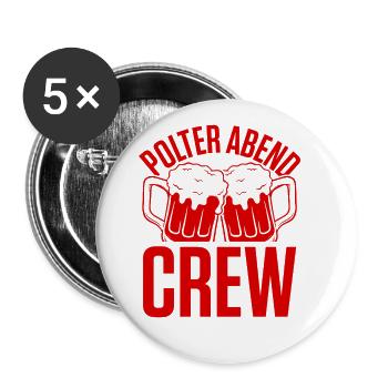 Polter Abend Crew - Buttons klein 25 mm (5er Pack) - Weiß - Vorne