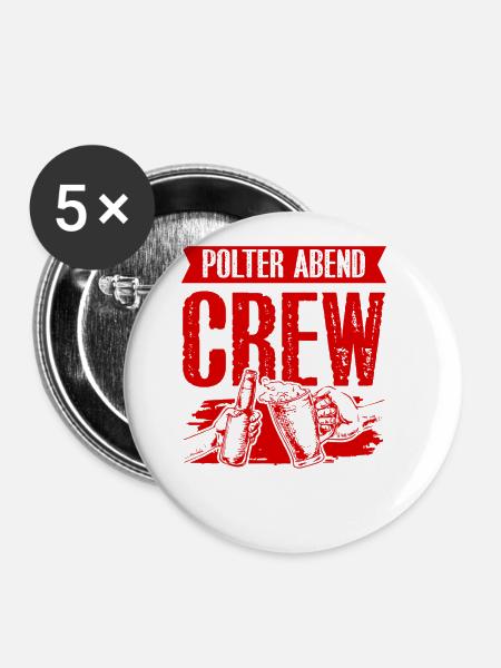 Polter Abend Crew - Buttons klein 25 mm (5er Pack) - Weiß