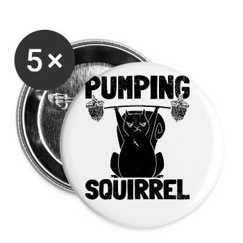Eichhörnchen Powerlifting Eichhörnchen - Buttons klein 25 mm (5er Pack) - Weiß - Vorne