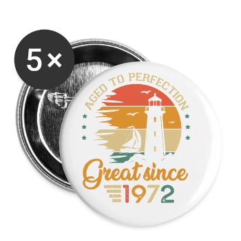 51 Jahre altes Boot großartig seit 1972 Jubiläum - Buttons klein 25 mm (5er Pack) - Weiß - Vorne