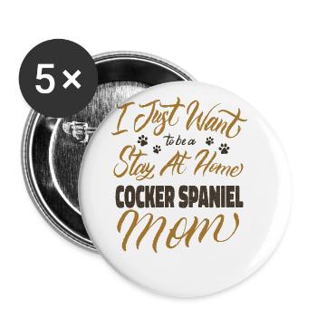 Restez à la maison Cocker Spaniel Maman - Lot de 5 petits badges (25 mm) - blanc - Devant