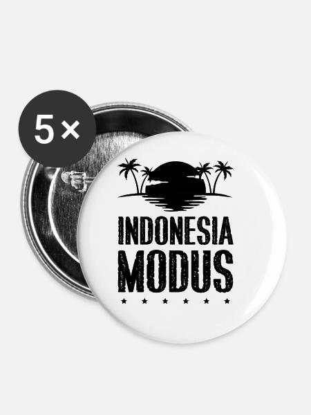 Indonesia Modus - Buttons klein 25 mm (5er Pack) - Weiß