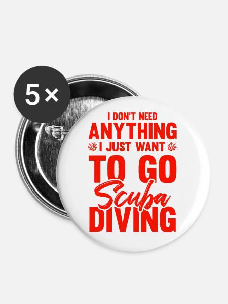 scuba tauchen - Buttons klein 25 mm (5er Pack) - Weiß