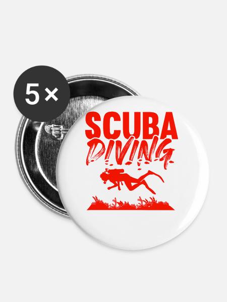 scuba tauchen - Buttons klein 25 mm (5er Pack) - Weiß