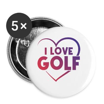 Ich liebe Golf Herz - Buttons klein 25 mm (5er Pack) - Weiß - Vorne