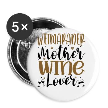 Amateur de vin WEIMARANER Mère - Lot de 5 petits badges (25 mm) - blanc - Devant