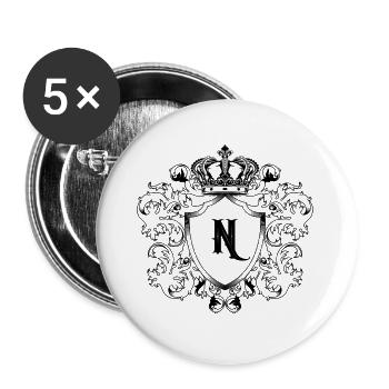 N Buchstabe Wappen - Buttons klein 25 mm (5er Pack) - Weiß - Vorne